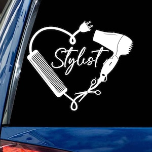 Stylist Heart decal gift Hair Salon decor car window sticker all vinyl colors sizes
