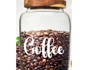 Coffee Jar label vinyl canister storage container Kitchen organization pantry