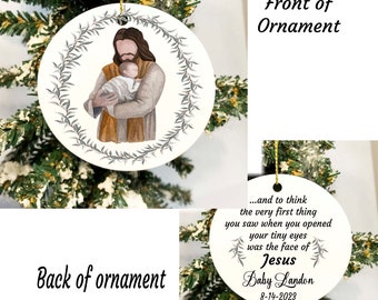 Baby Miscarriage Ornament First Opened eyes saw Jesus memorial Name Date