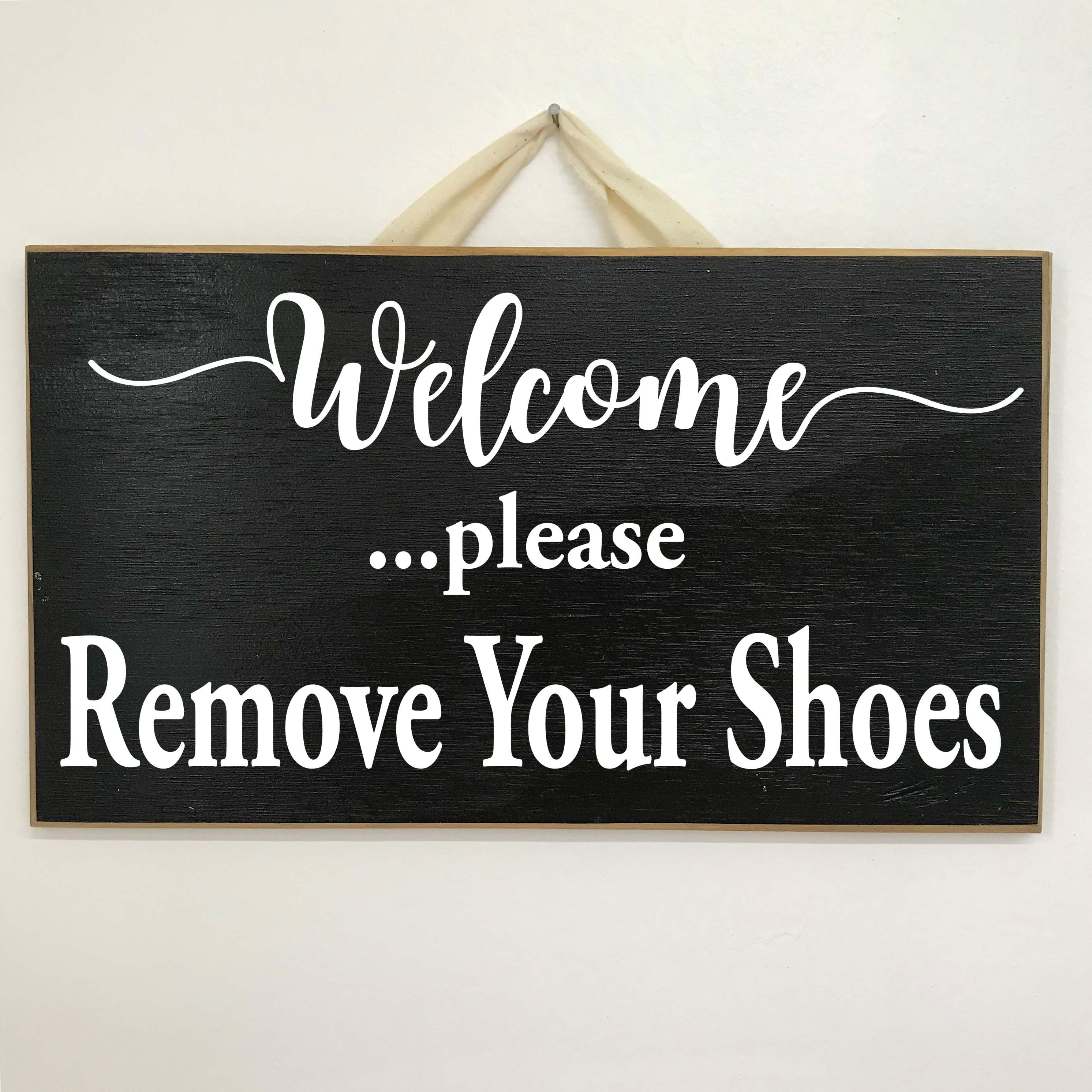 Welcome Please Remove Your Shoes Metal Sign Decorative Wall Hanging Plaque 