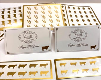 Stickers au choix pour menu de mariage, 60 couleurs, Feuille de 10, 25, 50 ou 100