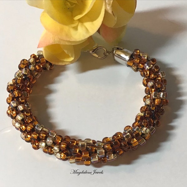 Kumihimo Beaded Bracelet Topaz Lt Topaz Czech Glass Crystals