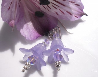 Violet Lily Earrings Violet Opal Crystals Romantic