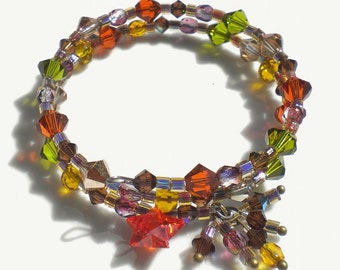 Autumn Memory Bracelet Multi Color Crystals w Czech Glass Crystals