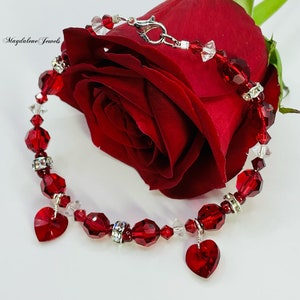 Romantic Swarovski Crystal Heart Bracelet image 4