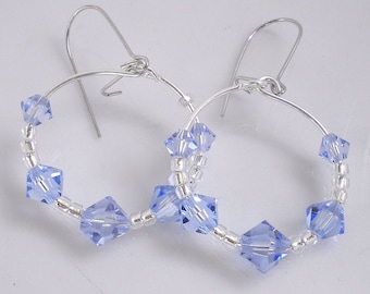 Hoop Earrings Lt Sapphire Crystals