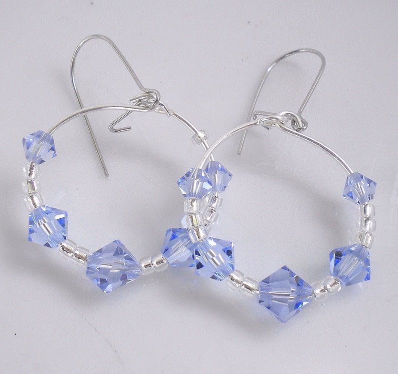 Hoop Earrings Lt Sapphire Crystals image 1