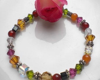 Autumn Crystal Bracelet w Carnelian Gemstones