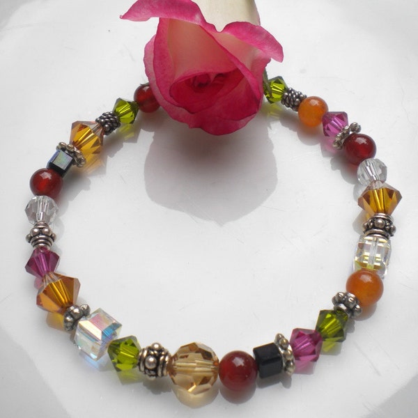 Autumn Crystal Bracelet w Carnelian Gemstones