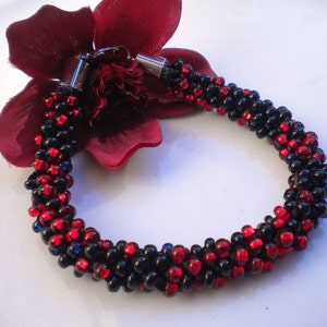 Kumihimo Bracelet Ruby Onyx Czech Glass Beads Braided Bracelet image 3