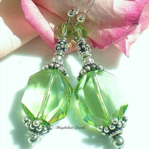 Peridot Crystal Pendant Earrings image 1