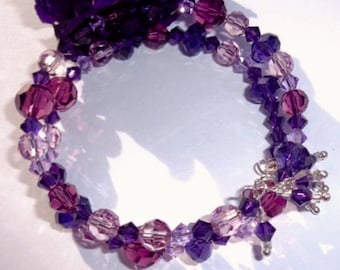 Purple Velvet Amethyst Crystal Memory Bracelet