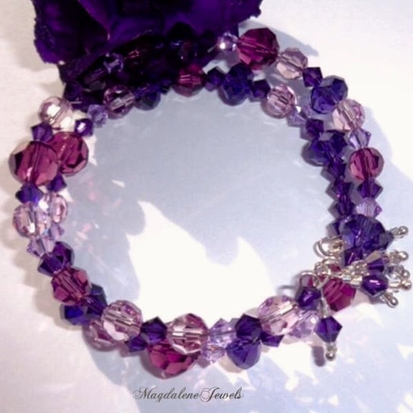 Purple Velvet Amethyst Crystal Memory Bracelet