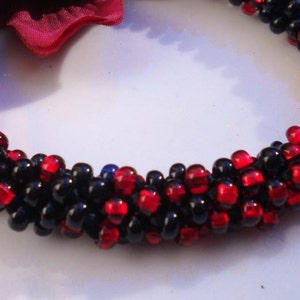 Kumihimo Bracelet Ruby Onyx Czech Glass Beads Braided Bracelet image 2