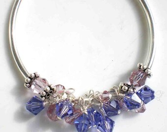 Tanzanite Cantalope Crystal Bracelet Sterling Silver Beads