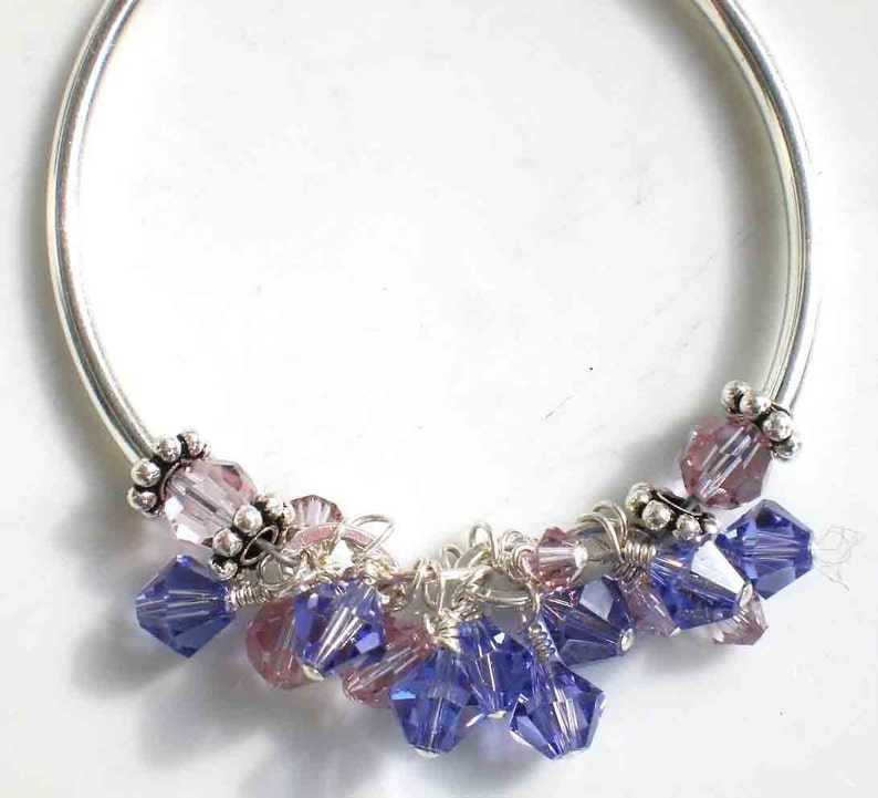 Tanzanite Cantalope Crystal Bracelet Sterling Silver Beads image 1