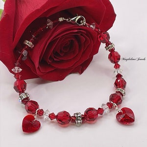 Romantic Swarovski Crystal Heart Bracelet image 1