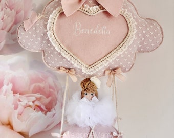 Fiocco nascita bimba, coccarda nascita, culla, fiocco nascita tulle, fiocco nascita rosa, fiocco nascita personalizzato, regalo, baby shower