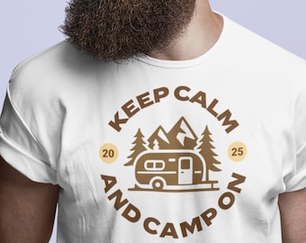 Men's Adventure Travel T-Shirt: Camping Road Trip Design, Multiple Colors