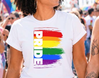 Lesbian Pride Shirt: LGBTQ Brush Graphic Tee, Gay Rainbow Celebration Apparel