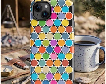 Geometric Phone Case for iPhone Tough: Abstract Retro Circle Pattern, Modern Tech Accessories