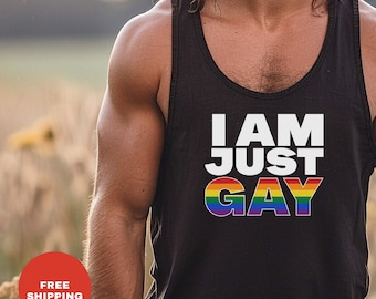 Men's Gay Pride Tank Top: LGBTQ Rainbow Shirt, Out and Proud Tee