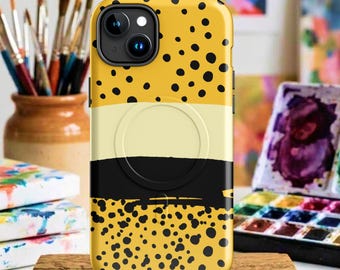 Geometric Phone Case for iPhone MagSafe: Abstract Retro Polka Dot Pattern, Modern Tech Cover