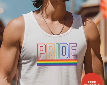 Männer Pride Tank Top: Bunte Regenbogenfarben, LGBTQ Feier ohne Ärmel