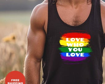 Camiseta sin mangas para hombre con el lema Orgullo LGBTQ: Camiseta con estampado de arcoíris, ropa de verano para gays.