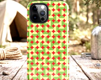Retro iPhone Cover: Geometric Case, Modern Durable Print, All Ages Tech Shell Accessory