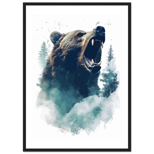 Premium-Poster Bear aus mattem Papier mit Holzrahmen