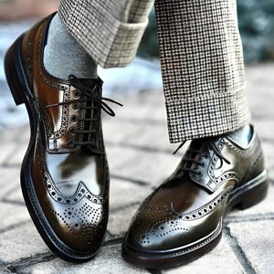 Zapatos Derby de cuero marrón hechos a mano para hombre, zapatos formales de oficina para hombre, zapatos de oficina para hombre, zapatos Oxford, regalo de Navidad para él