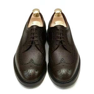 Handmade Oxford Grain Leather Brogue Wingtip Dress Brown Lace Up Men&#39;s Shoes, Office Shoes for Men, Oxford Shoes, Formal Dress Shoes For Men