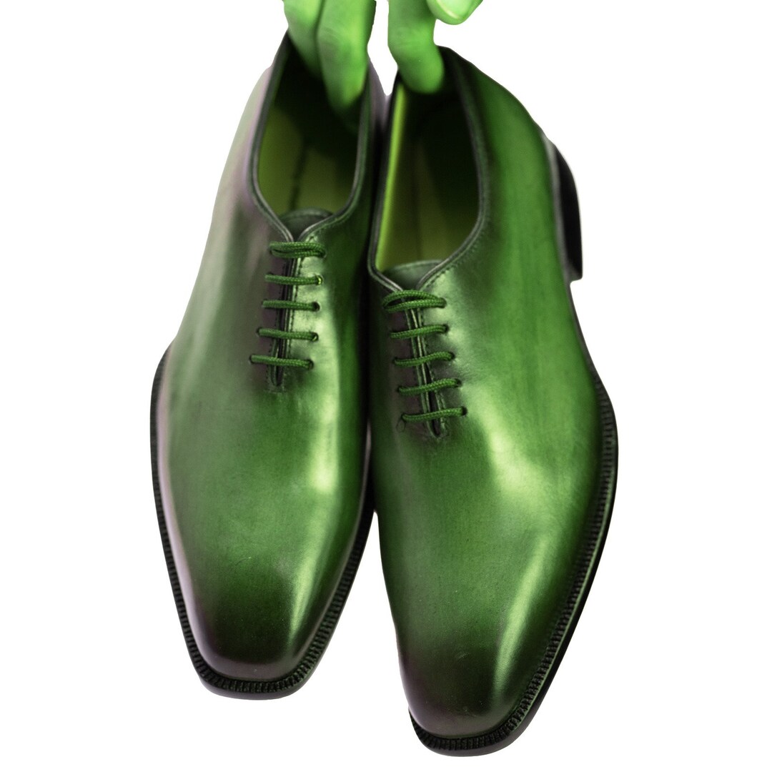 Handmade Green Leather Oxford Dress Shoes, Formal Wedding Shoes for Men -  Etsy