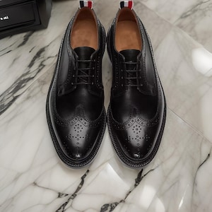New Handmade Men's Genuine Leather Oxford Black Formal Dress Shoes For Men, Office Shoes for Men, Oxford Shoes, Christmas Gift For Him