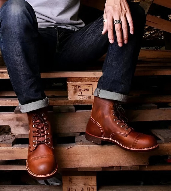 Ankle Boots Distressed Leather Boots Mens Handmade Men Brown Ankle