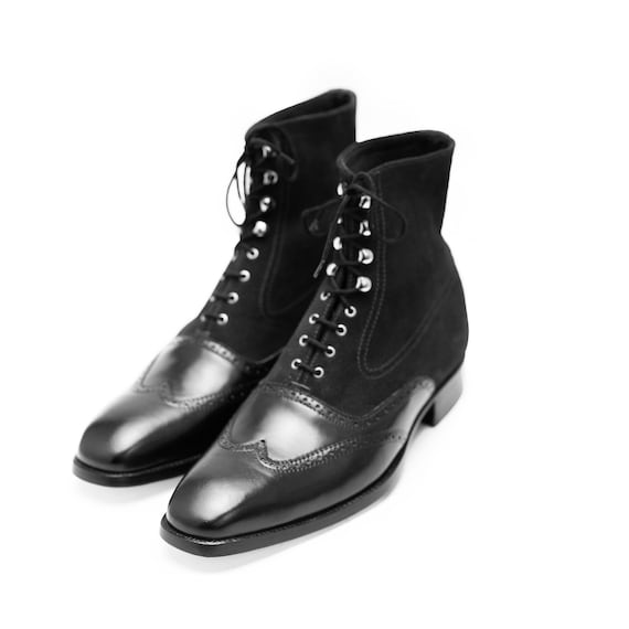 Black wingtip dress boots hot sale