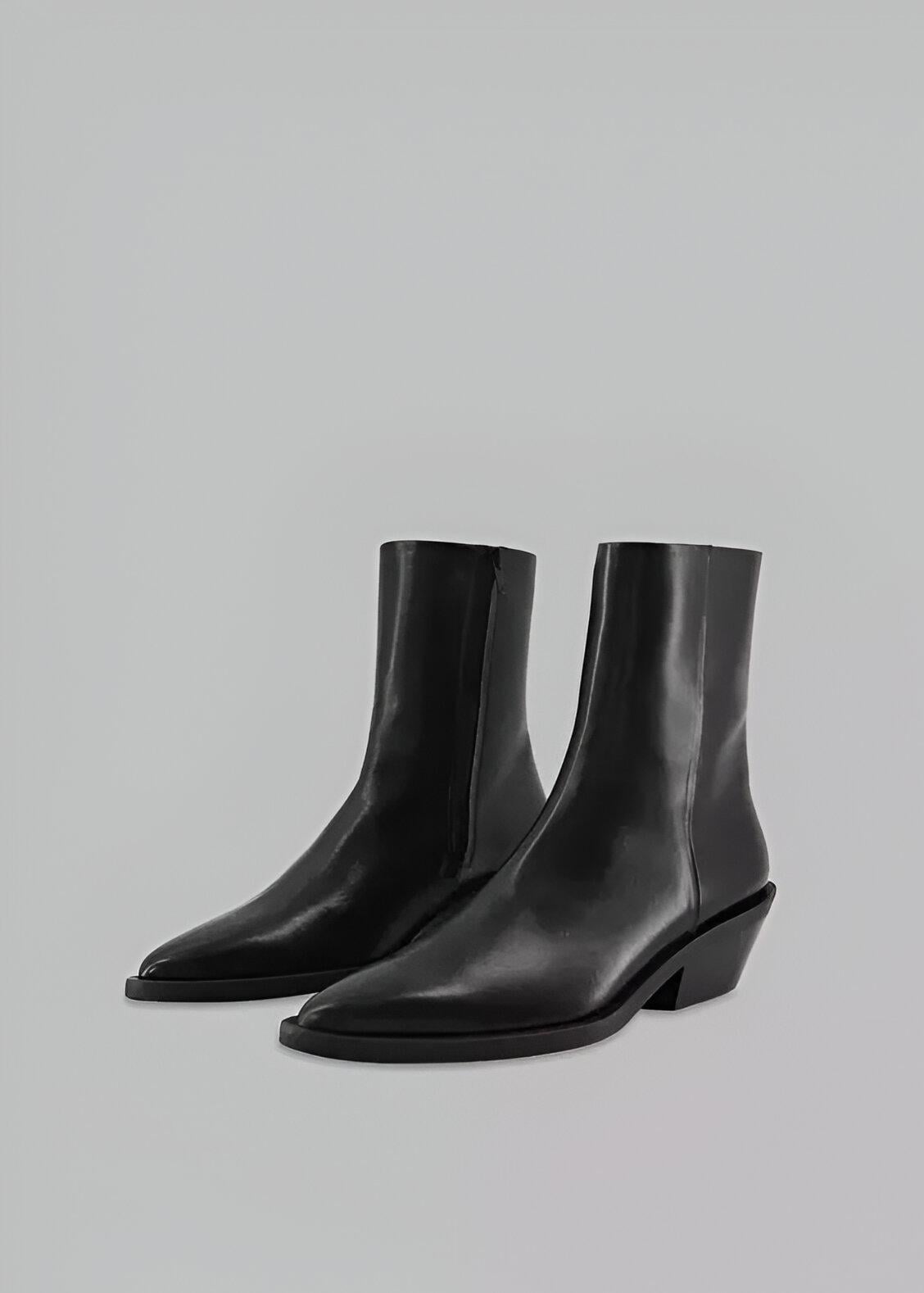 靴 Hand made Pointed toe leaher boots Handmade Black Leather Pointed Toe Cuban Heel Boots - Etsy Canada