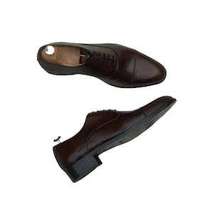 Handmade Oxford Dark Brown Cap Toe Pure Leather Wedding Formal Shoes For Men Wedding Shoes for Men, Gift for Him, Oxford Lace Up Shoes