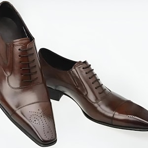 Men Handmade Leather Shoes Brown Oxford Shoes Brogue Classic Lace-Up Shoes, Wedding Shoes for Men, Gift for Him, Oxford Lace Up Shoes
