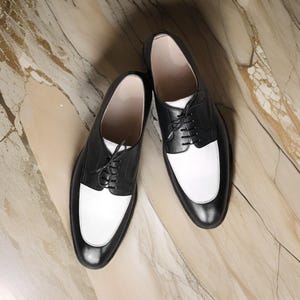 Handmade Real Leather Spectator Black and White Dress Oxford Shoes For Men, Wedding Shoes for Men, Oxford Shoes, Formal Dress Shoes For Men