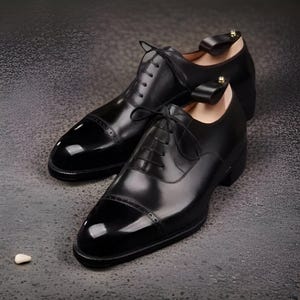 Men Black Leather Handmade Formal Dress Shoes, Oxford Shoes, Business Shoes, Wedding Shoes for Men, Gift for Him, Oxford Lace Up Shoes