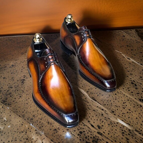 mens green leather dress shoes Handmade Barefoot Leather Shoes Green for Men main image 1
