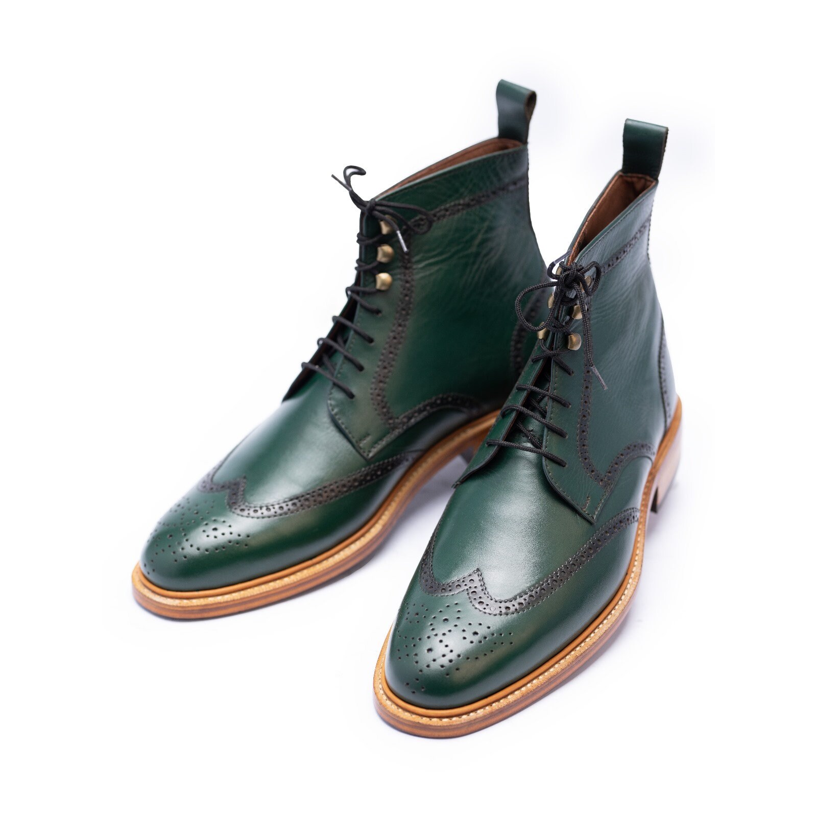 green dress boots Octavian in Forest Green Men's Italian Leather Buckle Boot by DapperFam Forest / 12 / D