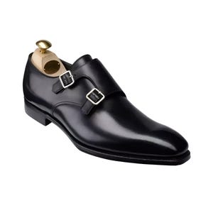 Handmade Men&#39;s Black Formal Double Monk Strap Dress Shoes,Real Leather Shoes, Office Shoes for Men, Oxford Shoes, Formal Dress Shoes For Men