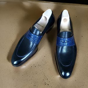 Handmade Black Genuine Leather Loafer Shoes Slip On Casual Dress Shoes For Men, Wedding Shoes for Men,Oxford Formal Dress Shoes For Men