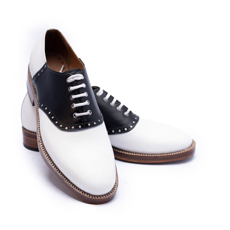 Men's Black White Dress Men's Shoes Perfect for Men's Prom Shoe and Wedding Tuxedo Shoe