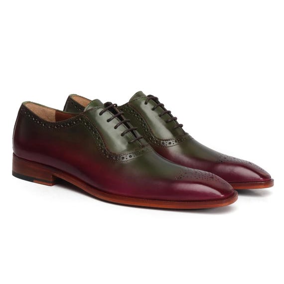 Handmade Two Tone Leather Oxford Shoes, Stylish Lace Up Dress Shoes