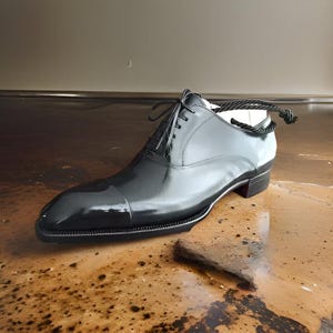 Handmade Men's Black Leather Oxford Cap Toe Lace Up Dress Shoes, Wedding Shoes for Men, Oxford Office Shoes For Men