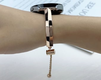 Glanzende minimalistische Samsung Galaxy horlogeband voor meisjes | Roestvrije verstelbare armband voor Galaxy Watch 6/5/4, Active 2, Garmin, 20 mm/22 mm horloge